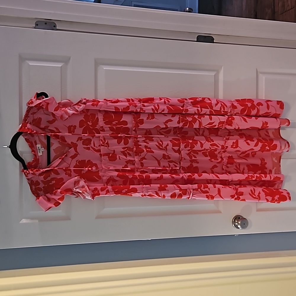 Pink floral tiered maxi dress